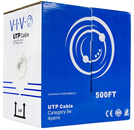 New 500 ft bulk Cat5e Ethernet Cable / Wire UTP Pull Box 500ft Cat-5e Grey ~ VIVO (CABLE-V002)