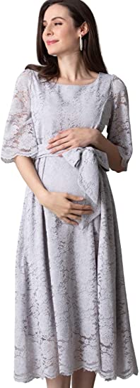 Sweet Mommy Maternity and Nursing Formal Floral Lace Baby Shower Dress