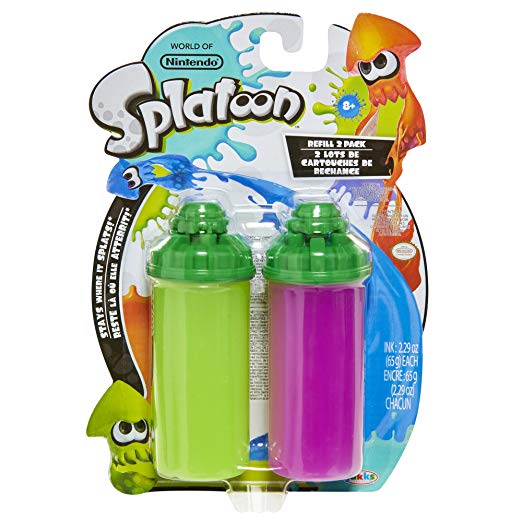 World of Nintendo Splatoon Splattershot Refill 2-Pack, Lime Green/Purple Slime