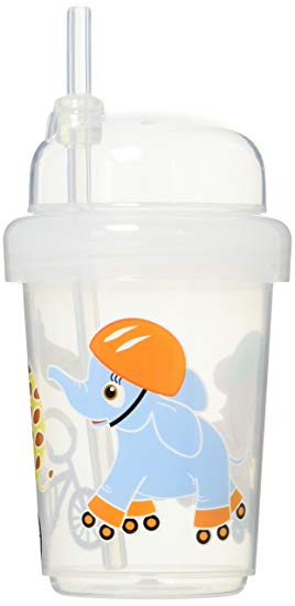 nuspin kids 240 ml Zoomi Straw Sippy Cup, Safari Animals Style