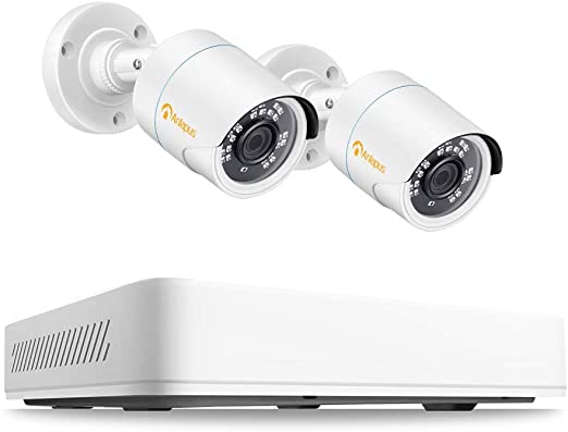 Anlapus Home Security Camera System H.265  4CH HD 1080P DVR Recorder and 2pcs 2MP Indoor Outdoor Weatherproof CCTV Cameras, Instant Email Alert with Images, Remote Access, Night Vision(No HDD)