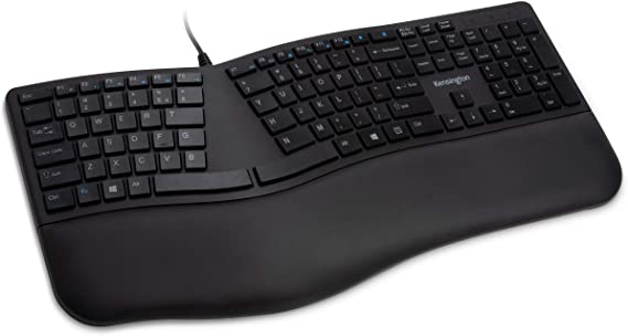 Kensington Pro Fit Ergonomic Wired Keyboard- Black (K75400US)