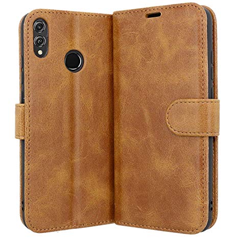 Case Collection Premium Leather Folio Cover for Huawei Honor 8X Case Magnetic Closure Full Protection Book Design Wallet Flip with [Card Slots] and [Kickstand] for Huawei Honor 8X Phone Case