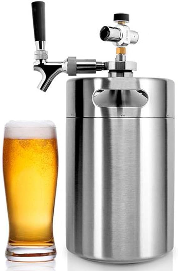 NutriChef Pressurized Growler Tap System, 128oz, Stainless Steel