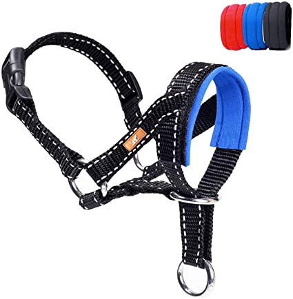 wintchuk Dog Head Collar, Head Halter with Reflective Strap to Stop Pulling for Small Medium and Large Dogs, Adjustable