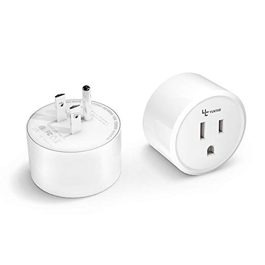 YUNTAB WiFi Smart Outlet Mini Socket Plug with Timer Function,No Hub Required Wireless Remote Control Compatible with Amazon Alexa Echo and Google Home[2 Pack]