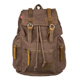 OXA Durable Military Vintage Canvas Shoulders Backpack Travel Bag School Bag Day Bag for Men and Women