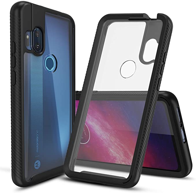 CBUS Heavy-Duty Phone Case with Built-in Screen Protector Cover for Motorola One Hyper –– Full Body (Black)
