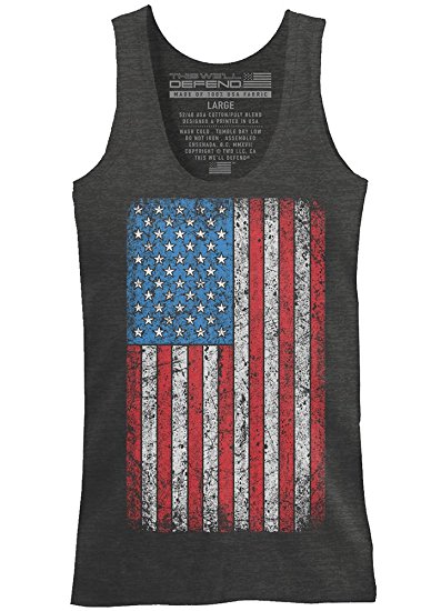 This We'll Defend - Vintage American Flag - Made of USA - Mens 52/48 Premium Tank Top T-Shirt, Charcoal Heather