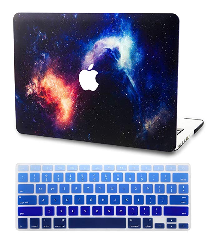 KEC Laptop Case for Old MacBook Pro 13" Retina (-2015) w/ KeyBoard Cover Plastic Hard Shell Case A1502/A1425 Space Galaxy (Orange)