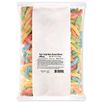 Albanese Candy, Sour Large Neon Gummi Worms, 4.5-pound Bag