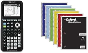 Texas Instruments TI-84 Plus CE Color Graphing Calculator Bundle with Oxford Spiral Notebook 6 Pack