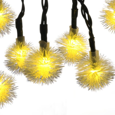 Qedertek Chuzzle Ball Solar Christmas Lights, 15.7ft 20 LED Fairy Lights for Indoor and Outdoor, Home, Garden, Party Holiday Decoration (Warm White)