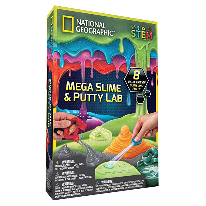 National Geographic Mega Slime & Putty Lab - 4 Types of Amazing Slime   4 Types of Stretchable Putty including Magnetic Putty, Fluffy Slime and Glow-in-the-Dark Putty