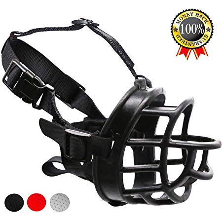 Supet Dog Rubber Muzzle, Soft Adjustable Basket Muzzle for Small Medium Large Dogs Durable Cage Muzzles to Prevent Biting, Chewing and Barking