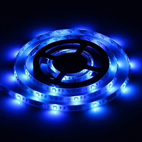 RGB LED Strip Light 2M, FORNORM SMD3528 120LEDS Flexible Strip Lights Battery Operated Sticky Backed LED Lights, 2800-3200K, 100LM/W, 3M Tape, Mode Speed & Brightness Control for Cupboard Cabinet