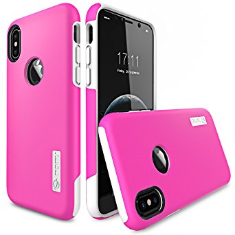 iPhone Case, TOTU [Scratch Resistant] Slim Dual Layer Protective Shockproof Case Fit for Apple iPhone smartphone 5.2 inch Hybrid Hard Back Cover and Soft Silicone-Pink/White