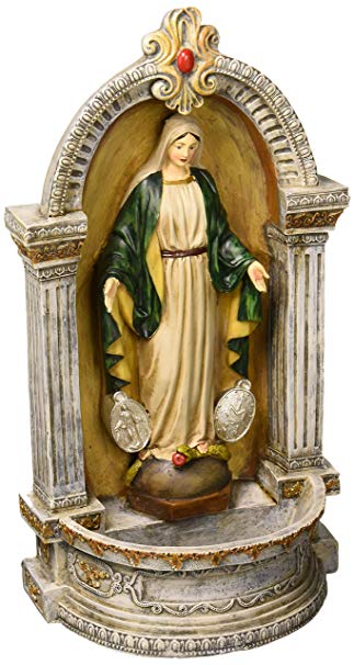 Design Toscano Virgin Mary of The Miraculous Medal Italian-Style Font Statue, 12 Inch, Full Color