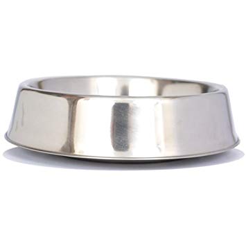 Iconic Pet Anti Ant Stainless Steel Non Skid Pet Food/ Water Bowl in Varying Sizes - Noise Free Ant Resistant Dog/Cat Feeding Bowl with Unique Design and Rubber Base makes it an Elegant Ant Proof Dish