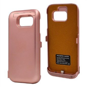 S7 Edge Battery Case, 6800mAh Rechargeable Extended Battery Charging Case for Samsung Galaxy S7 Edge, External Battery Charger Case, Portable Backup Power Bank Case with Kickstand (Rose Gold 6800mAh)