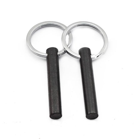 bayite Survival Drilled Ferrocerium Flint Fire Starter Rod Kit with Keychain Ring 2 Inch Pack of 2