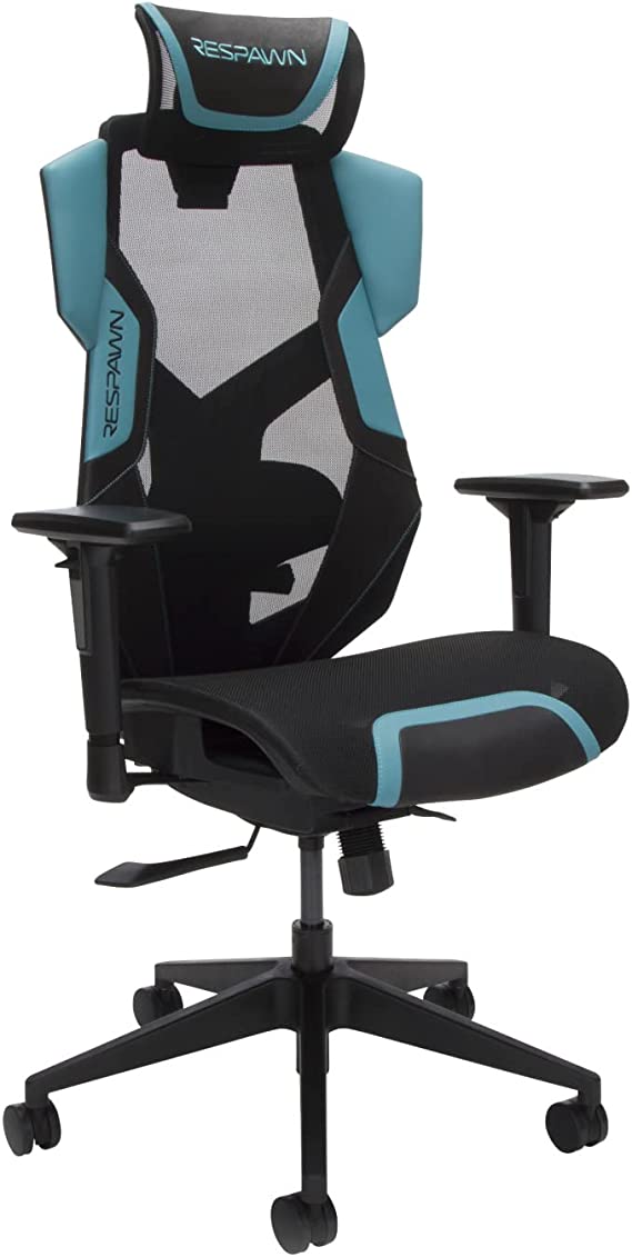 RESPAWN, Teal FLEXX Mesh Gaming Chair With Lumbar Support, Recline/Tilt Tension Controls, Adjustable Arms, 300lb Max Weight With Wheels for Computer/Desk/Office, High-Back