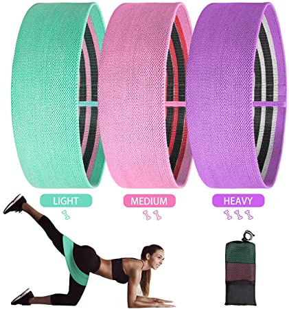 POPCHOSE Resistance Bands Set, Non Slip Booty Bands Elastic Exercise Bands Home Workout Bands for Legs and Butt Fitness Bands for Women, Hip Circle Bands for Squat Glute Training (3 Pack)