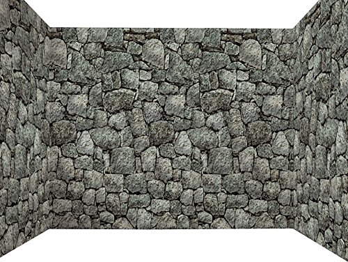 Forum Novelties Dungeon Decor Indoor/Outdoor Stone Wall Backdrop, 100', Gray
