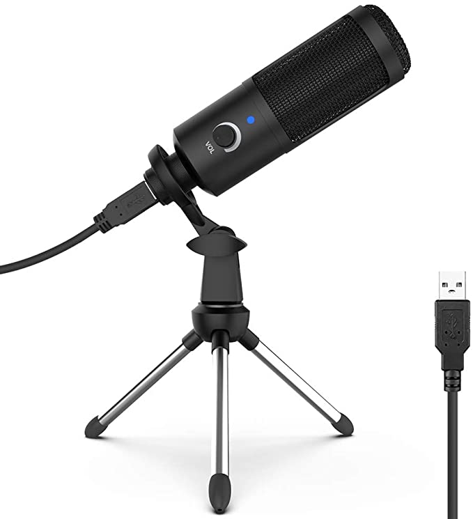 USB Microphone, Travor Condenser Recording Computer Microphone for Mac & Windows 192kHz/24bit Plug&Play Studio Mic for Gaming, Podcast, Chatting, YouTube Videos, Voice Overs and Streaming