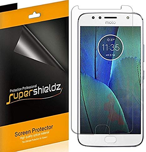 [6-Pack] Supershieldz for Motorola Moto G5S Plus Screen Protector, Anti-Bubble High Definition Clear Shield   Lifetime Replacements Warranty- Retail Packaging