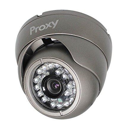 Proxy PCM2225G 850 TVL CMOS Weatherproof Outdoor Turret Dome Security Camera, Fixed Lens 3.6mm, 75-Feet Night Vision (Grey)