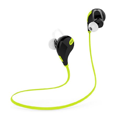 Amerzam Bluetooth Headphone QY7 In-Ear Stereo Bluetooth V4.1 Wireless Sweatproof Running Headset with Microphone(green)