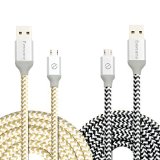 Micro USB Cable Eversame 2-Pack Colorful 6Ft 18M Premium Nylon Braided High Speed USB 20 A Male to Micro B Sync Charger Cord with Aluminum Shell For Android Samsung HTC LG and MoreBlack White