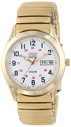 Seiko Men's SNE064 Gold Tone Solar White Dial Watch