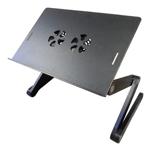 Simplistex (TM) - Adjustable Folding Laptop Computer Stand - USB Fan Cooled - BLACK - 2 Year Warranty