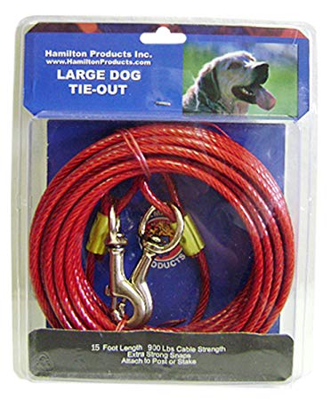 Hamilton Heavy Weight 15-Feet Plastic Coated Large Dog Tie Out Cable