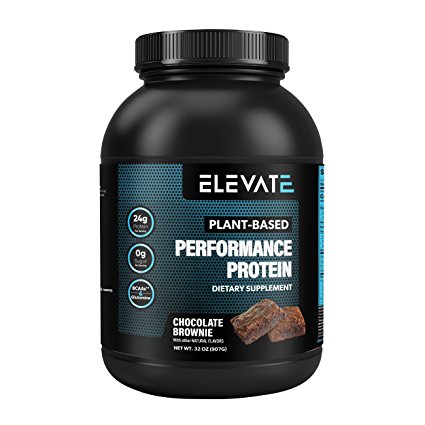 Elevate Nutrition Plant Based Vegan Performance Protein Powder 2lbs Chocolate Brownie Flavor, Low Carb, NO Sugar, High Protein, High BCAAs, High Glutamine, GMO-Free, Dairy and Soy Free, NO Artificial