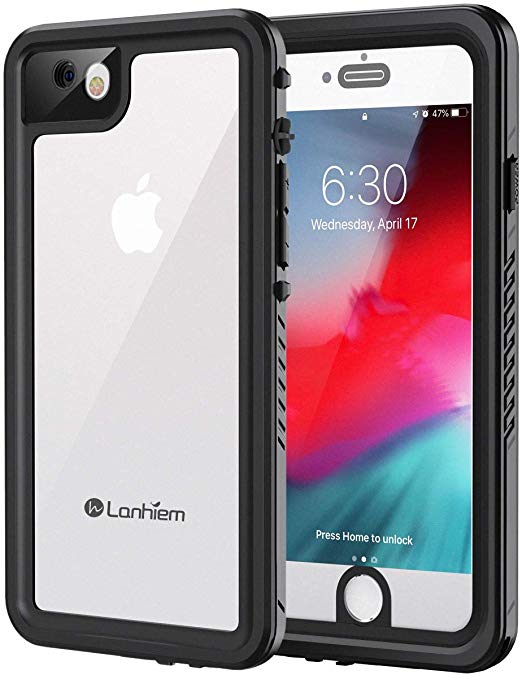 Lanhiem iPhone 7/8 Case, IP68 Waterproof Dustproof Shockproof Case with Built-in Screen Protector, Full Body Sealed Underwater Protective Cover for iPhone 7 and iPhone 8 (Black)