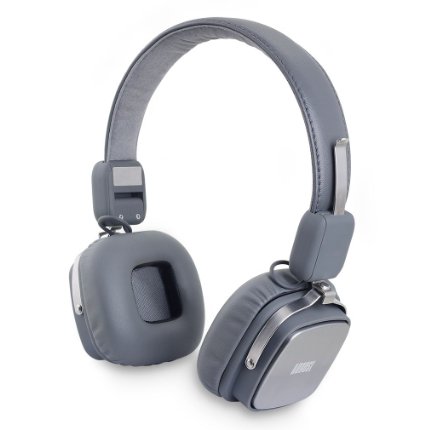August EP634 - Bluetooth Wireless Stereo Headphones - On Ear Cordless Headphones with 3.5mm Audio In, Rechargeable Battery and Built-in Microphone - (Android / PS3 / iOS / Windows Compatible) (Gray)