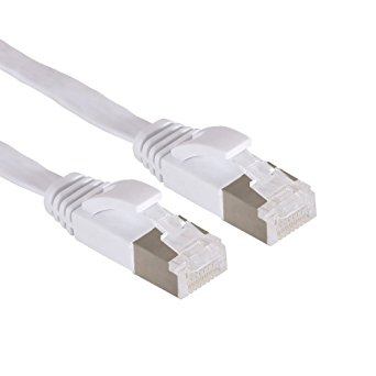 EpicDealz Premium Gigabit Ultra Flat CAT7 Ethernet Network Patch Cord Cable RJ45 10 Gigabit 600Mhz Lan Wire Cable STP for Modem, Router, PC, Mac, Laptop, PS2, PS3, PS4, XBox, XBox 360 (50ft, White)