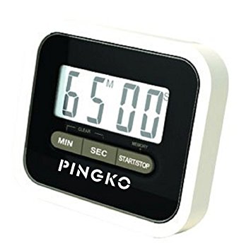 PINGKO Digital Kitchen Timer, Big Digits, Loud Alarm, Magnetic Backing, Stand, Countup & Countdown Timer Maximum to 99 Minutes 59 Seconds-Black