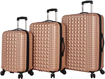 Steve Madden B-2 Hard Case 3 Piece Spinner Suitcase Set Collection (One Size, Armor Rose Gold)