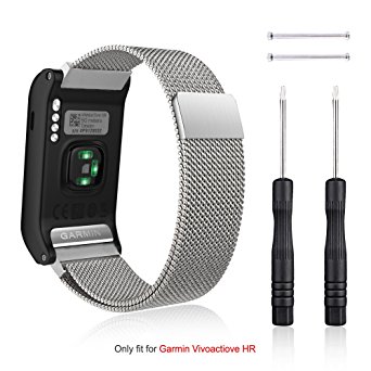 Garmin Vivoactive HR Watch Band Replacement, Rukoy Milanese Loop Stainess Steel Wristband Smartwatch Bracelet For Garmin Vivoactive HR Fitness Watch