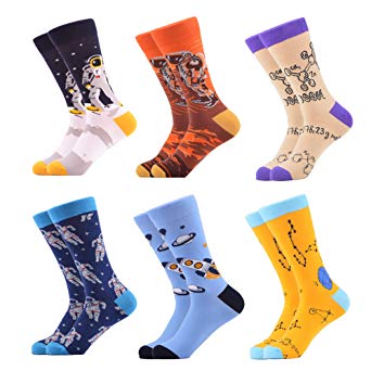 WeciBor Men's Dress Cool Colorful Fancy Novelty Funny Casual Combed Cotton Crew Socks Pack