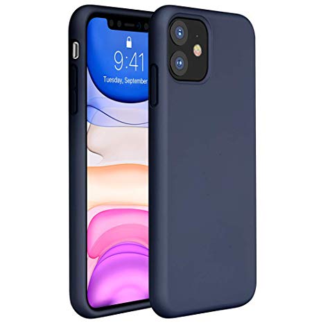 Miracase Liquid Silicone Case Compatible with iPhone 11 6.1 inch(2019), Gel Rubber Full Body Protection Shockproof Cover Case Drop Protection Case (Navy Blue) …