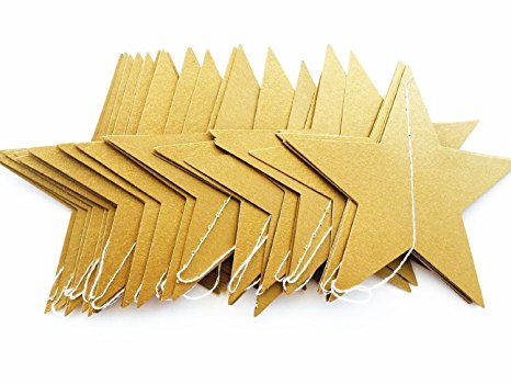 Fonder Mols Set of 4 10-feet Twinkle Star Shaped Party Paper Garland Color Gold