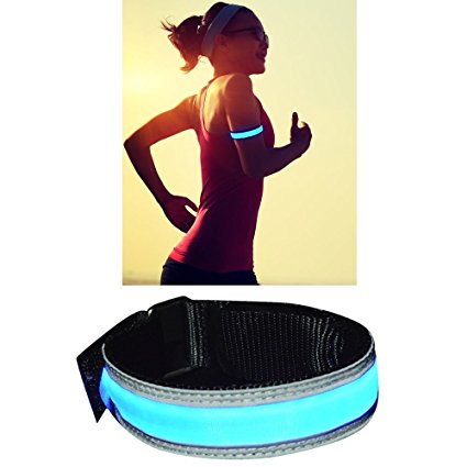 Lystaii LED Running Light-up Armband Glow Flashing Band Belt for Arm,Wrist, Ankle with Battery,Highly Reflective, Sweat Resistant, Safety for Running, Jogging, Cycling at Night (Blue)