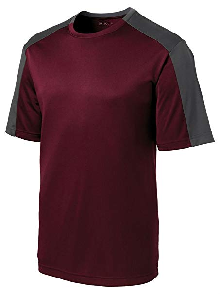 DRI-Equip Men's Contrast Sleeve Moisture Wicking Athletic T-Shirts