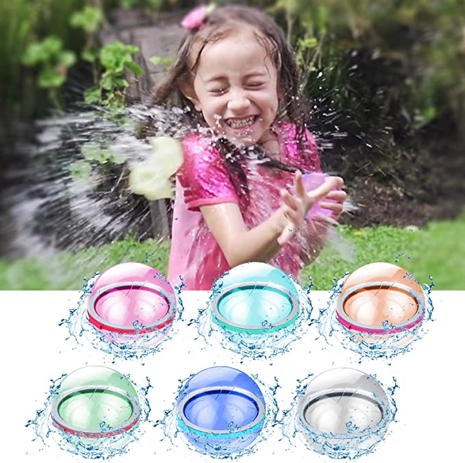 10PCs Reusable Water Balls, Refillable Splash Balls, Happy Water Bombs, Quick Fill Water Balloon, Outside Pool Party Favors Water Games Toys For Kids Adults And Family