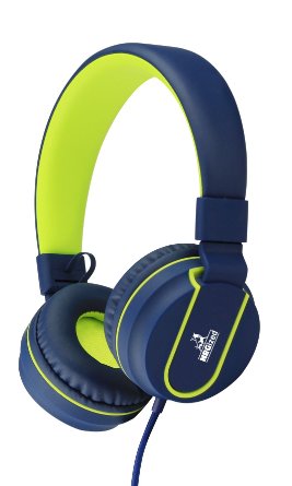 NRGized Headphones with Microphone for Travel Work Kids Teens Running Sport with In-line Controller Blue